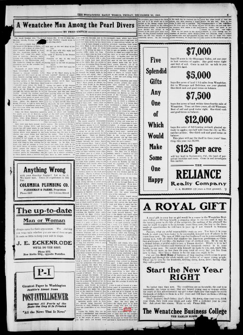 حكاية شعبية: اللؤلؤة السحرية والهاربان من الكويت (1910) — The Wenatchee Daily World
