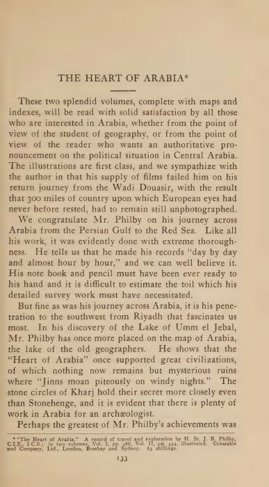 مراجعة كتاب 'قلب الجزيرة العربية' لفيلبي، 1923 — مجلة العالم الإسلامي (ص14)