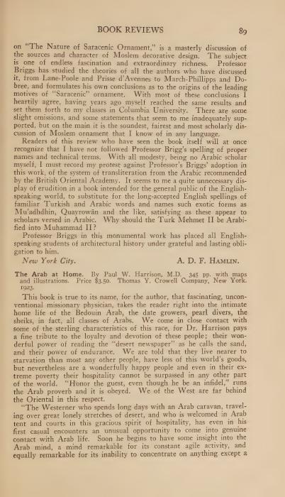 مراجعة كتاب 'العربي في وطنه' للدكتور بول هاريسون، 1925 — مجلة العالم الإسلامي (ص68)
