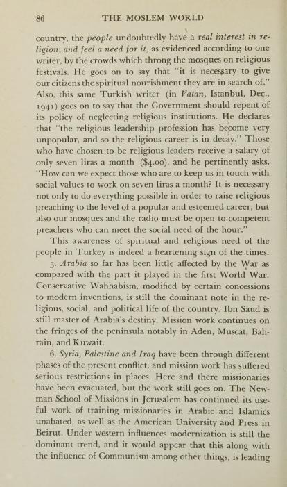 الوهابية والعمل التبشيري في الخليج خلال الحرب العالمية الثانية (1944) — مجلة العالم الإسلامي (ص6)